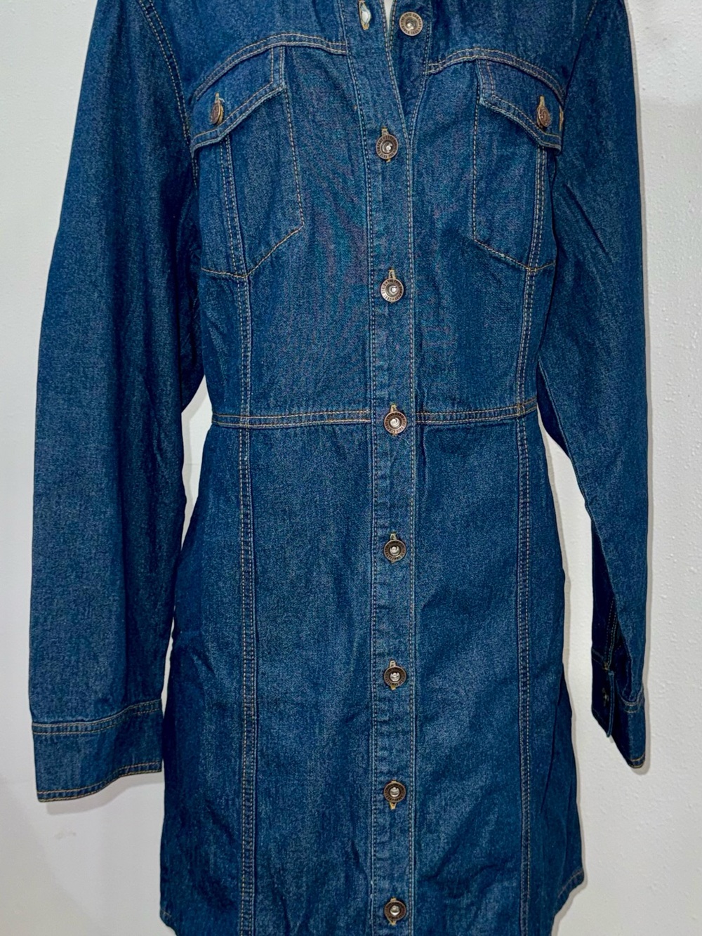 Frye Dark Blue Denim Button-Front Shirt Dress